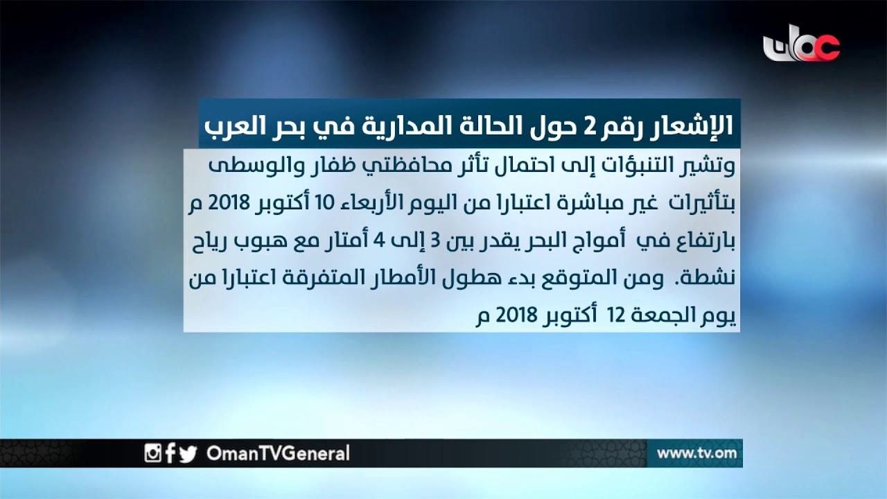 الإشعار رقم 2 حول #الحالة_المدارية في بحر العرب #لبان