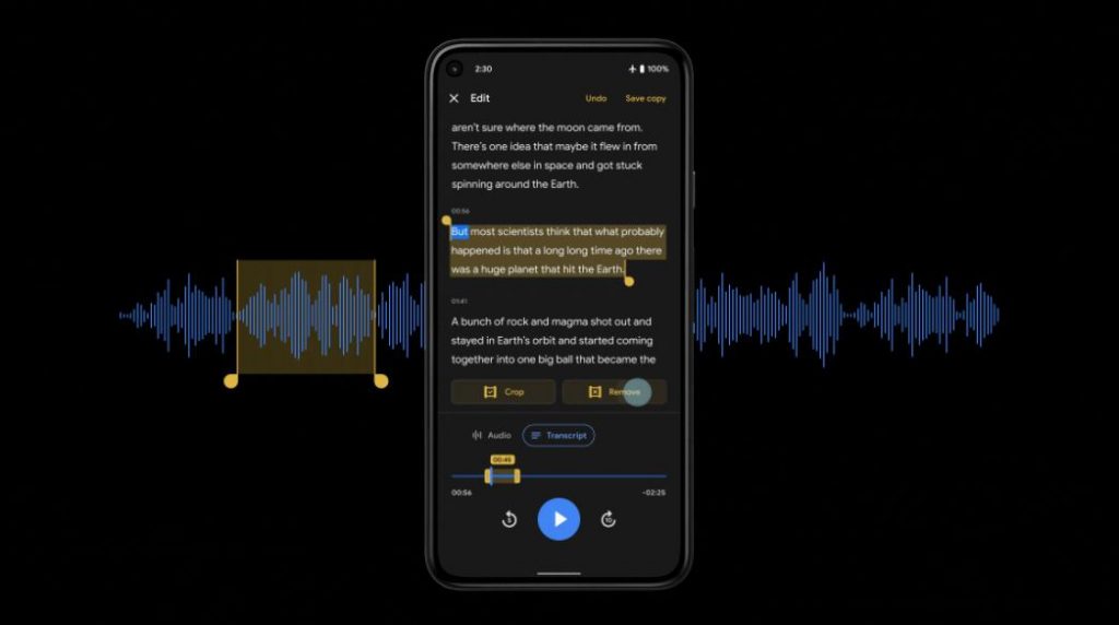 تطبيق Recorder على هواتف بكسل أصبح يتيح تحرير الصوت