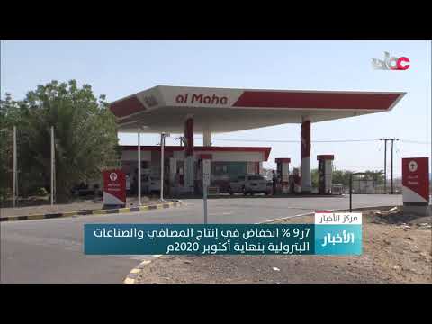 9.7 % انخفاض في إنتاج المصافي والصناعات البترولية بنهاية أكتوبر 2020م