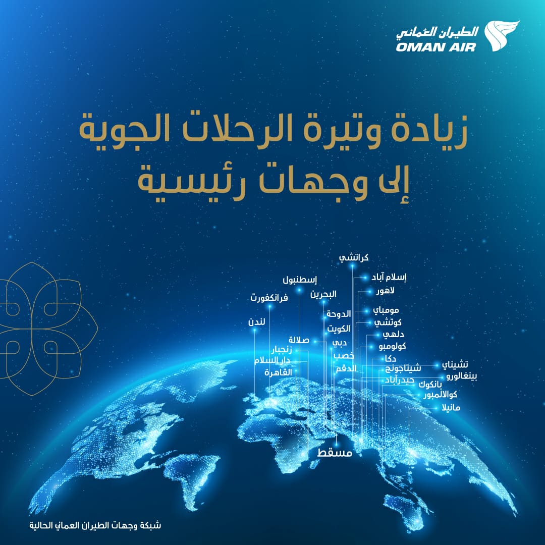 الطيران العماني يرفع وتيرة رحلاته المجدولة إلى عدد من وجهاته