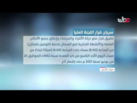 بدء سريان قرار منع الحركة للأفراد والمركبات و إغلاق جميع الأماكن العامة والأنشطة التجارية