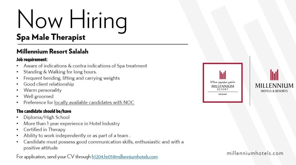وظائف شاغرة في منتجع ميلينيوم صلالة 4 1627476152181