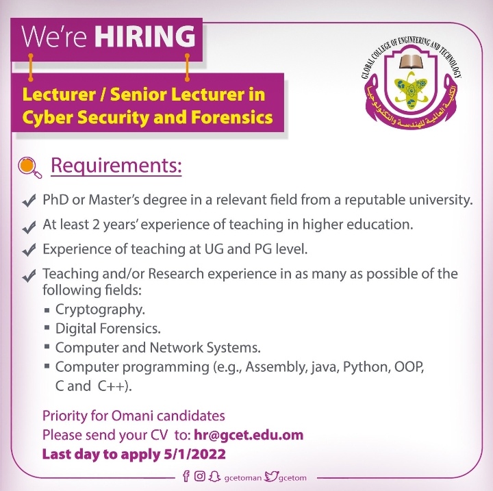 الكلية العالمية للهندسة والتكنولوجيا تعلن وظيفة شاغرة 2 IMG ٢٠٢١١٢٢٥ ١٤٤٣٣٧ 1