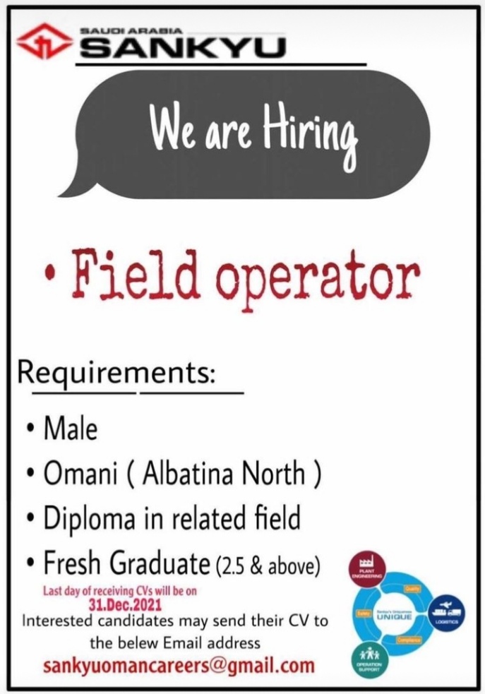 شركة سانكيو تعلن وظيفة شاغرة 2 IMG ٢٠٢١١٢٢٨ ٠١٤٢٠٣