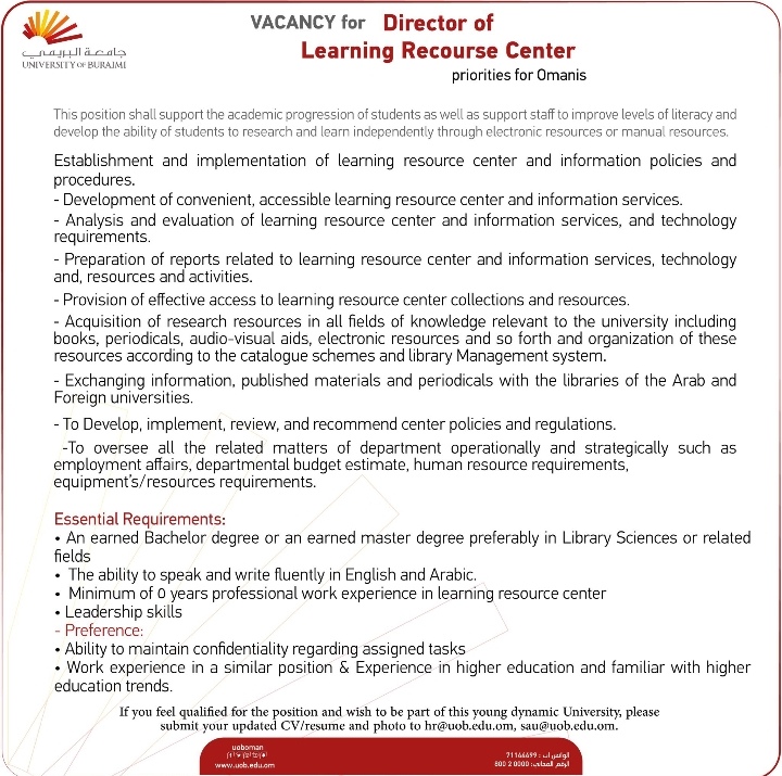 جامعة البريمي تعلن وظائف شاغرة 2 IMG ٢٠٢٢٠١٠٣ ١٣٣٠٠٨