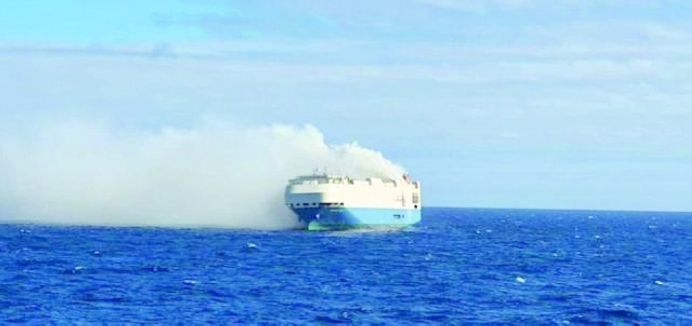 Ship carrying Porsches and Bentleys ablaze near Azores
