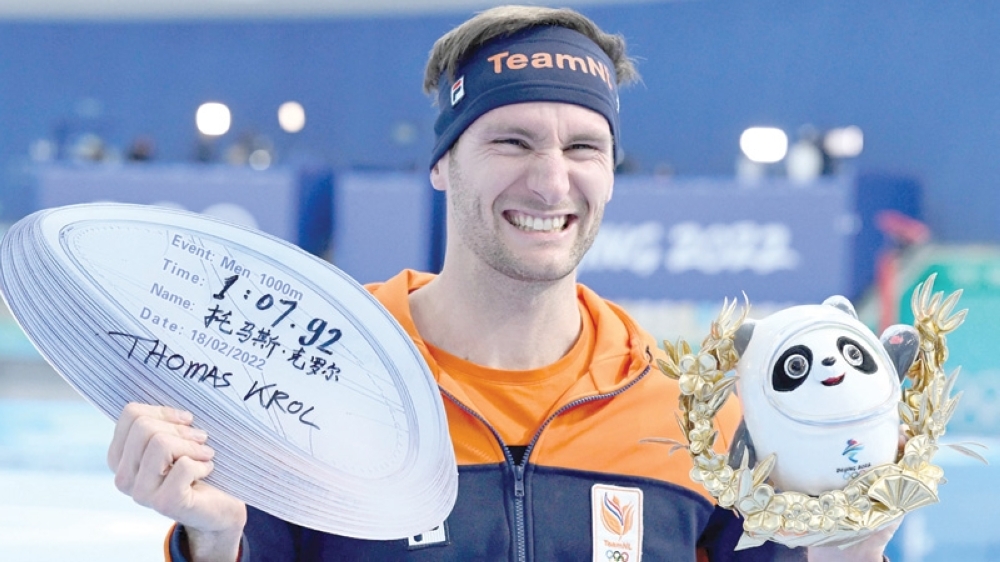 Dutchman Krol wins gold in men’s 1,000 metres