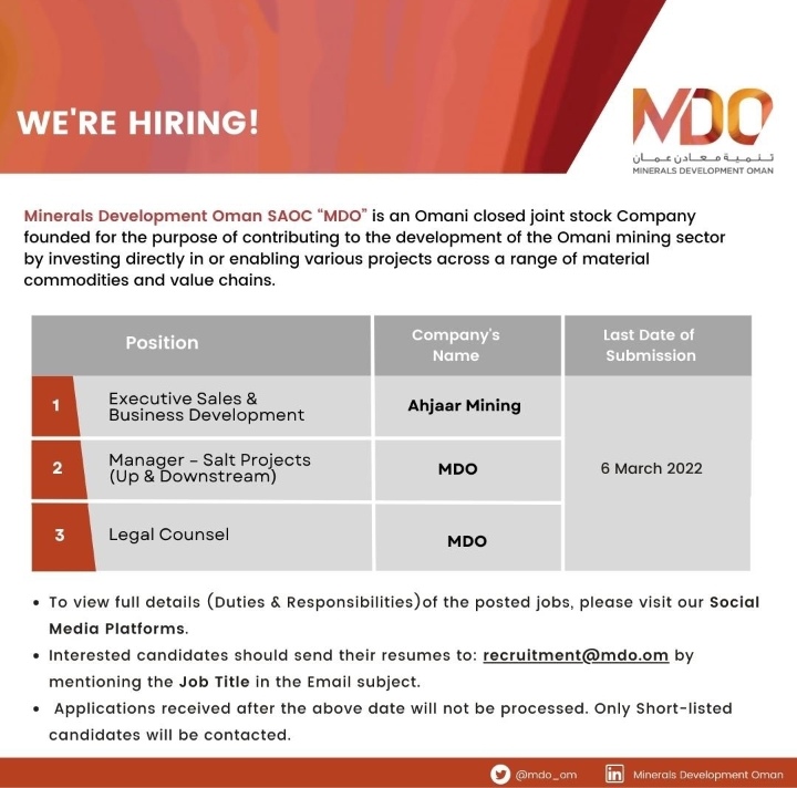 شركة تنمية معادن عمان تعلن وظائف شاغرة 2 IMG ٢٠٢٢٠٢٢٣ ٠٠٤٢٣٣