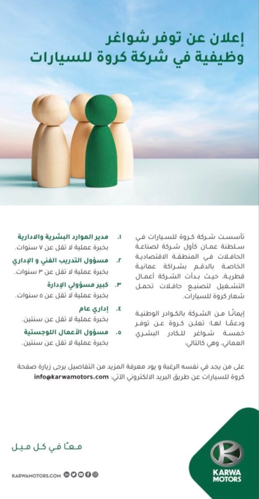 شركة كروة للسيارات تعلن وظائف شاغرة 2 IMG ٢٠٢٢٠٢٠٧ ١٤٣٣٣٢