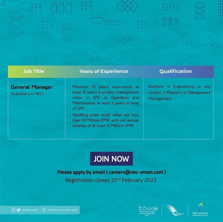 المركز الوطني للطاقة يعلن وظائف شاغرة 5 IMG ٢٠٢٢٠٢١٥ ١٤٠٦٣٠