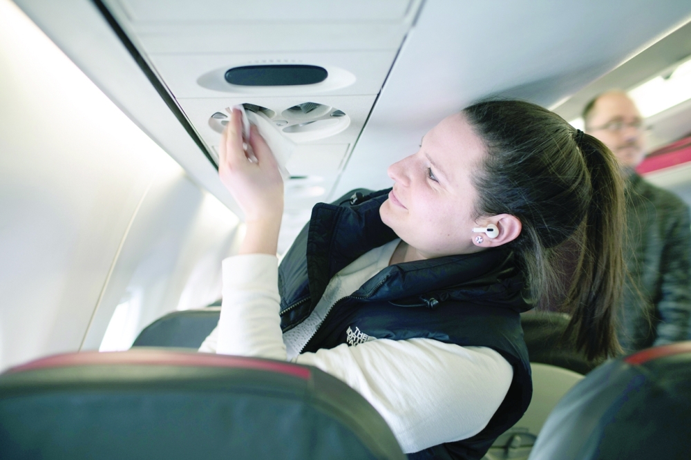 How to disinfect your space on an airplane