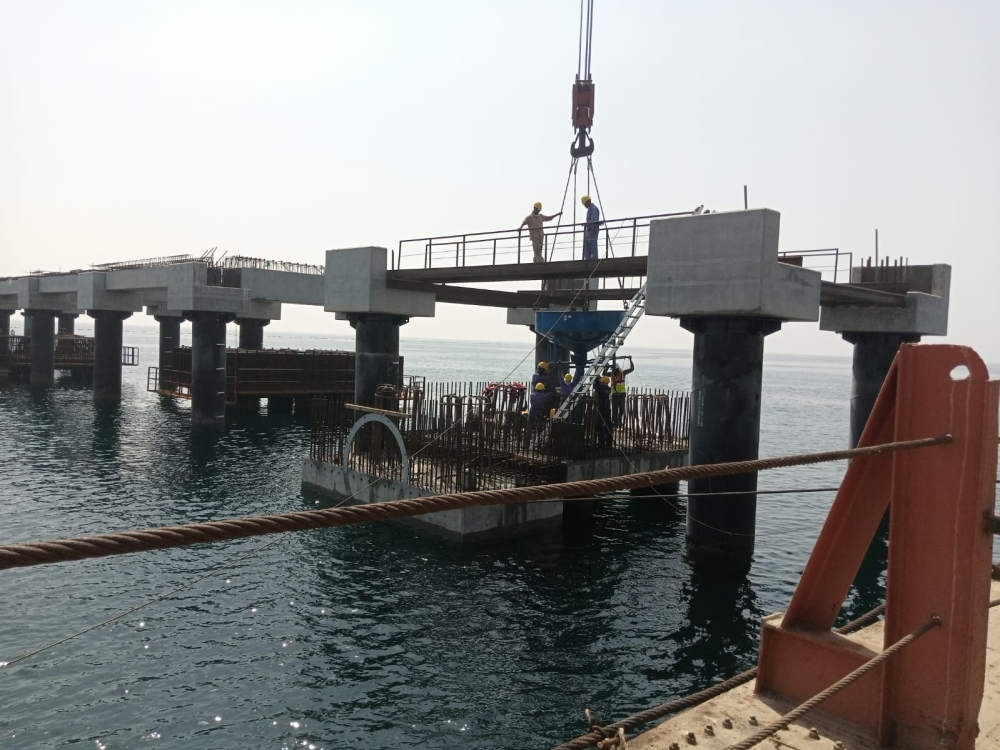 80 بالمائة نسبة الإنجاز في أعمال مشروع الرصيف البحري بشناص