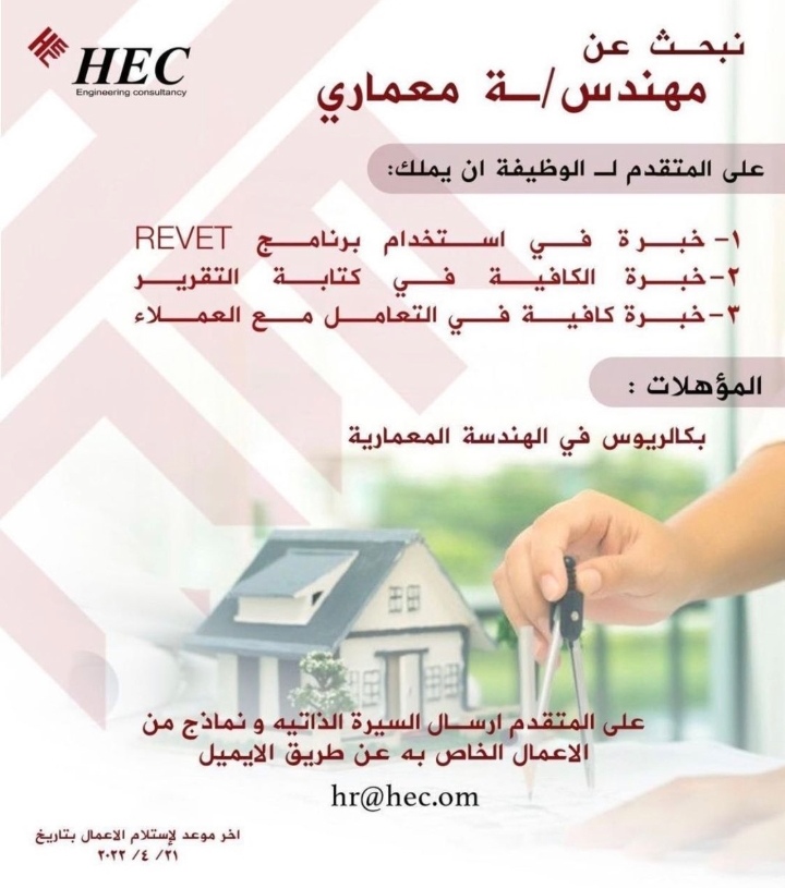 شركة HEC تعلن وظيفة شاغرة 2 IMG ٢٠٢٢٠٤١٢ ٢٠٣٦٢٤