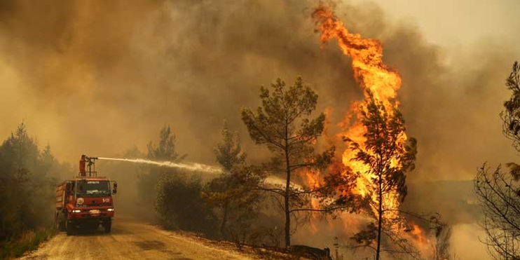 فرق الإطفاء تواصل لليوم الثالث على التوالي مكافحة حرائق الغابات غرب تركيا