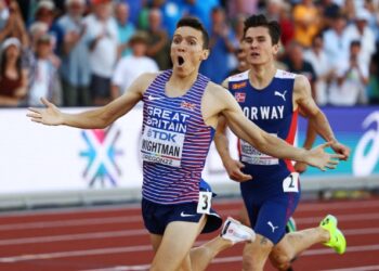 Briton Wightman takes surprise 1,500m gold with dad commentating