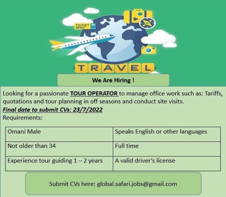 مكتب سياحي يعلن وظيفة شاغرة 2 IMG ٢٠٢٢٠٧٠٧ ٠٣٠٥٢٦