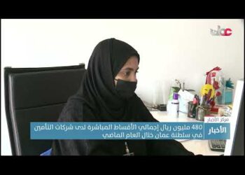 480 مليون ريال إجمالي الأقساط المباشرة لدى شركات التأمين في سلطنة عمان خلال العام الماضي