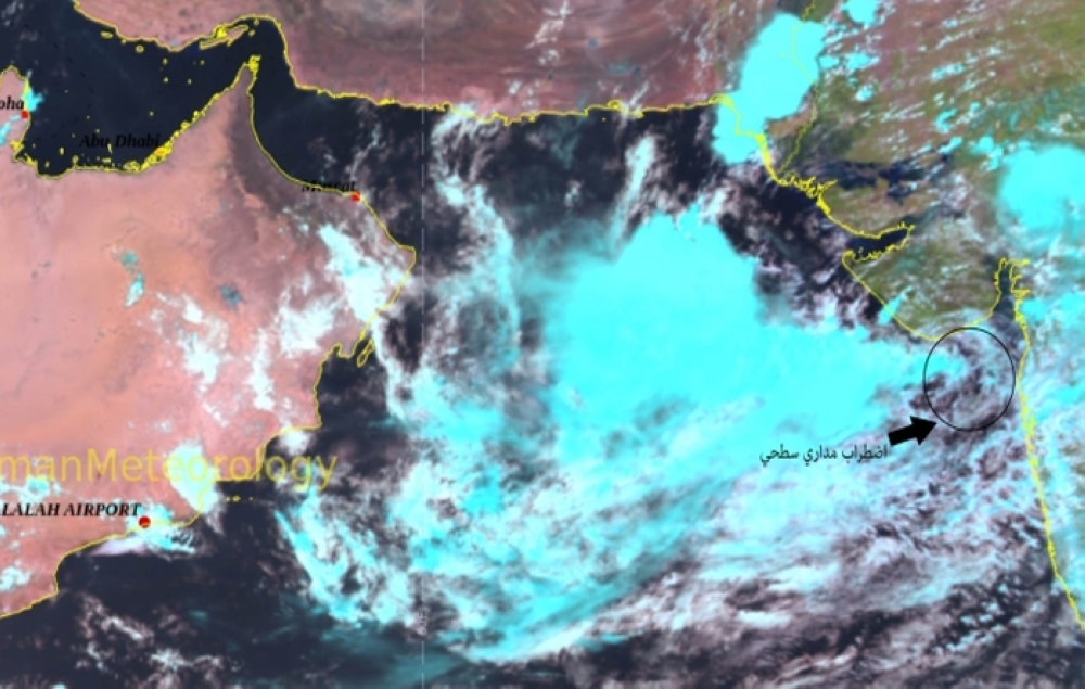 اضطراب مداري في بحر العرب واحتمال تطوره لمنخفض