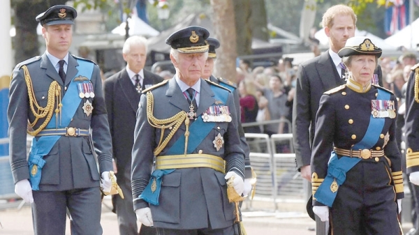 King Charles, William and Harry reunited in grief to escort queen's