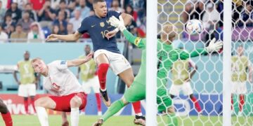 Mbappe double sinks Denmark