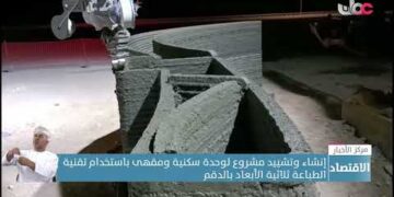 إنشاء وتشييد مشروع لوحدة سكنية ومقهى باستخدام تقنية الطباعة ثلاثية الأبعاد بالدقم