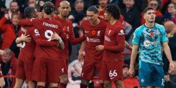 ليفربول يفوز على ساوثهامبتون 3 / 1 في الدوري الإنجليزي