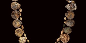 A 1,300-year-old gold necklace unearthed in England