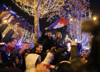 Jubilation on Paris Champs-Elysees after France reach World Cup final