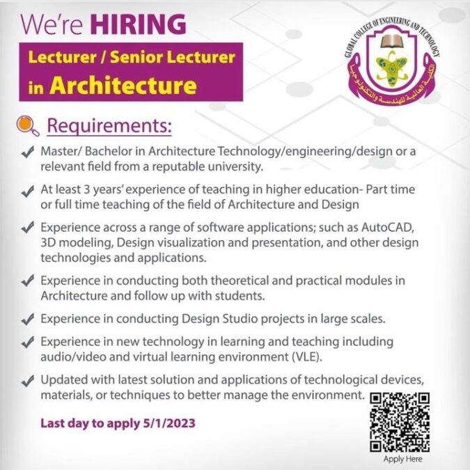 الكلية العالمية للهندسة والتكنولوجيا تعلن وظيفة شاغرة 2 IMG ٢٠٢٢١٢١٨ ١٣٥٤٢٤