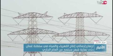 ارتفاع إجمالي إنتاج الكهرباء والمياه في سلطنة عُمان حتى نهاية شهر سبتمبر من العام الجاري