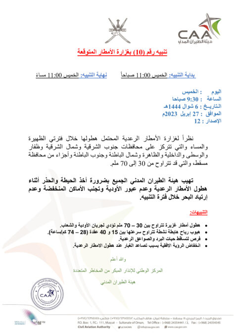 تنبيه رقم ١٠