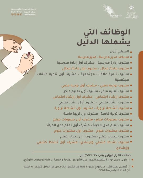 قرار وزاري بشأن دليل الترشح لشغل الوظائف الإشرافية ووظائف الإدارة المدرسية 6 IMG 2230