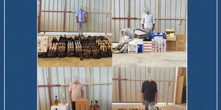 مداهمة عدد من المواقع للعمالة الوافدة تقوم بتخزين ونقل البضائع الممنوعة والمقيدة بمسقط