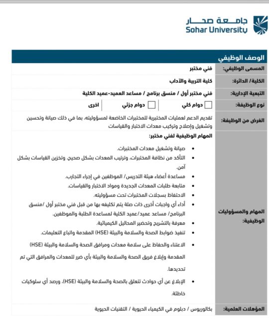 جامعة صحار تعلن وظيفة شاغرة 2 IMG 6308