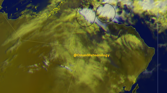 تحرك الخلايا الرعدية الماطرة شرقاً باتجاه سواحل شمال الباطنة والبريمي وأجزاء من مسندم