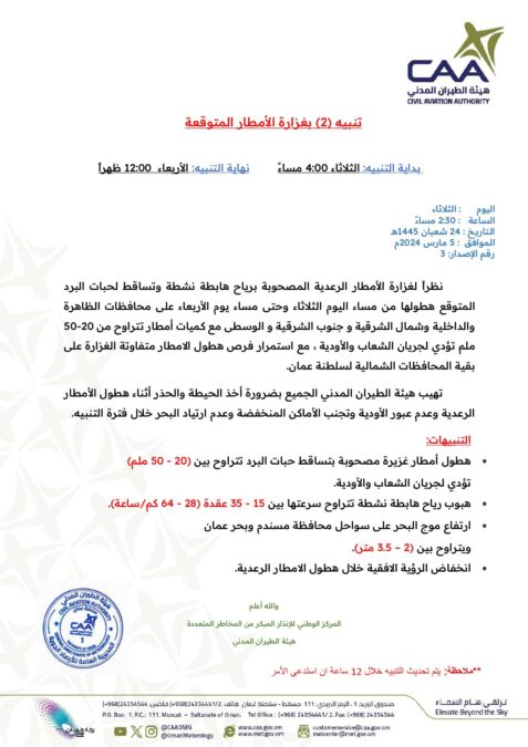 تنبيه رقم “2” بغزارة الأمطار المتوقعة 2 IMG 6335