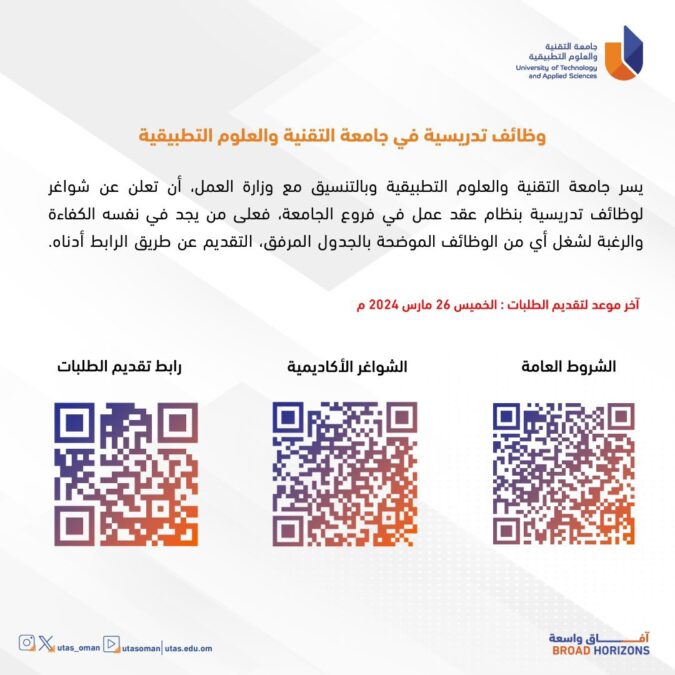 جامعة التقنية والعلوم التطبيقية تعلن وظائف شاغرة 2 IMG 6509