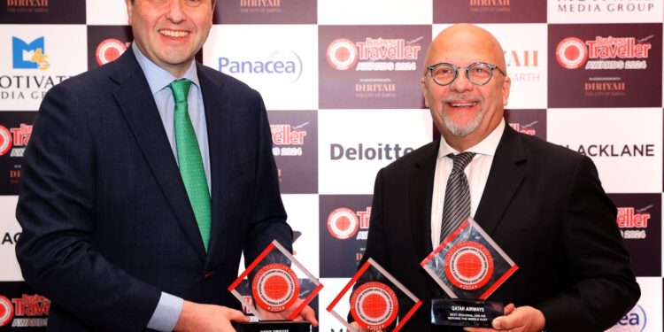 الخطوط الجوية القطرية تنال لقب “أفضل شركة طيران في الشرق الأوسط” وتحصد جائزتي “أفضل درجة رجال الأعمال” و”أفضل تطبيق للسفر” خلال حفل توزيع جوائز بزنس ترافلر الشرق الأوسط لعام 2024