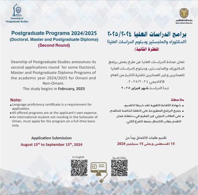 جامعة السلطان قابوس تعلن طرح برامج الدراسات العليا للفترة الثانية 2 IMG 8808