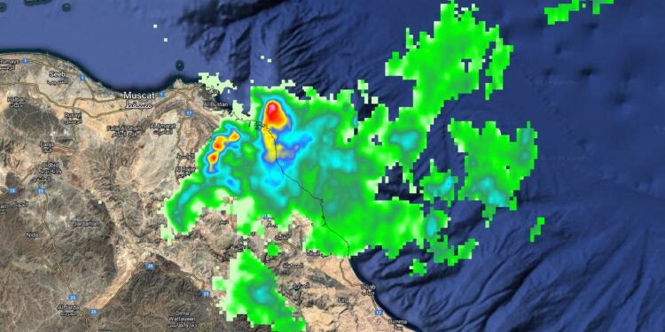 هطول أمطار متفاوتة الغزارة على الأجزاء الجنوبية من محافظة مسقط