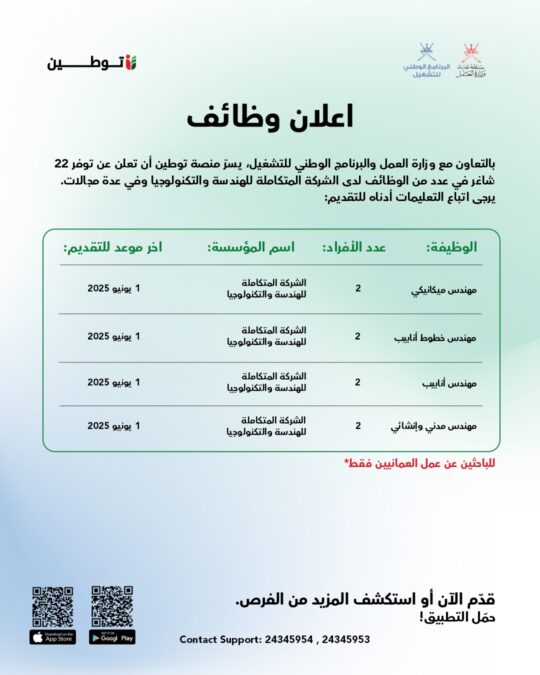الشركة المتكاملة للهندسة والتكنولوجيا تعلن 22 وظيفة شاغرة 3 IMG 3329