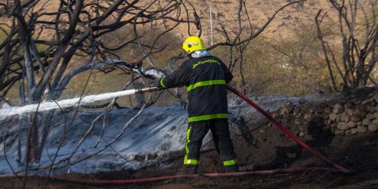 السيطرة على حريق شب في مزرعة بولاية ⁧‫السيب