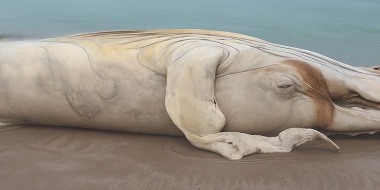 هيئة البيئة تتعامل مع نفوق حوت على شاطئ الأشخرة بجنوب الشرقية