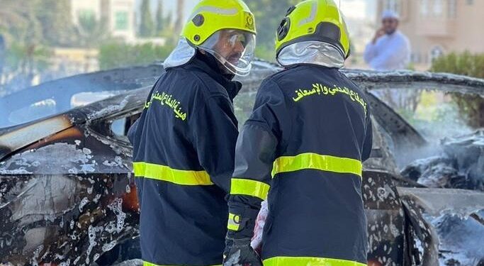 وفاة مواطن إثر تدهور مركبته واحتراقها في شناص